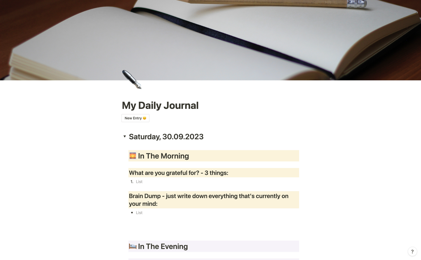 My Daily Journal - Notion Template