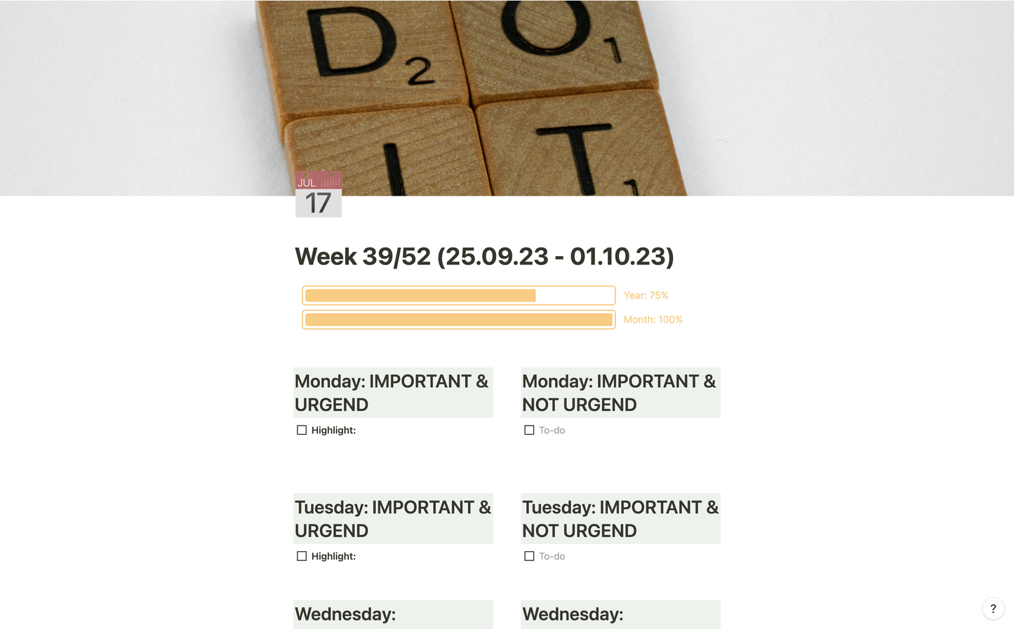 My Weekly ToDo's - Notion Template