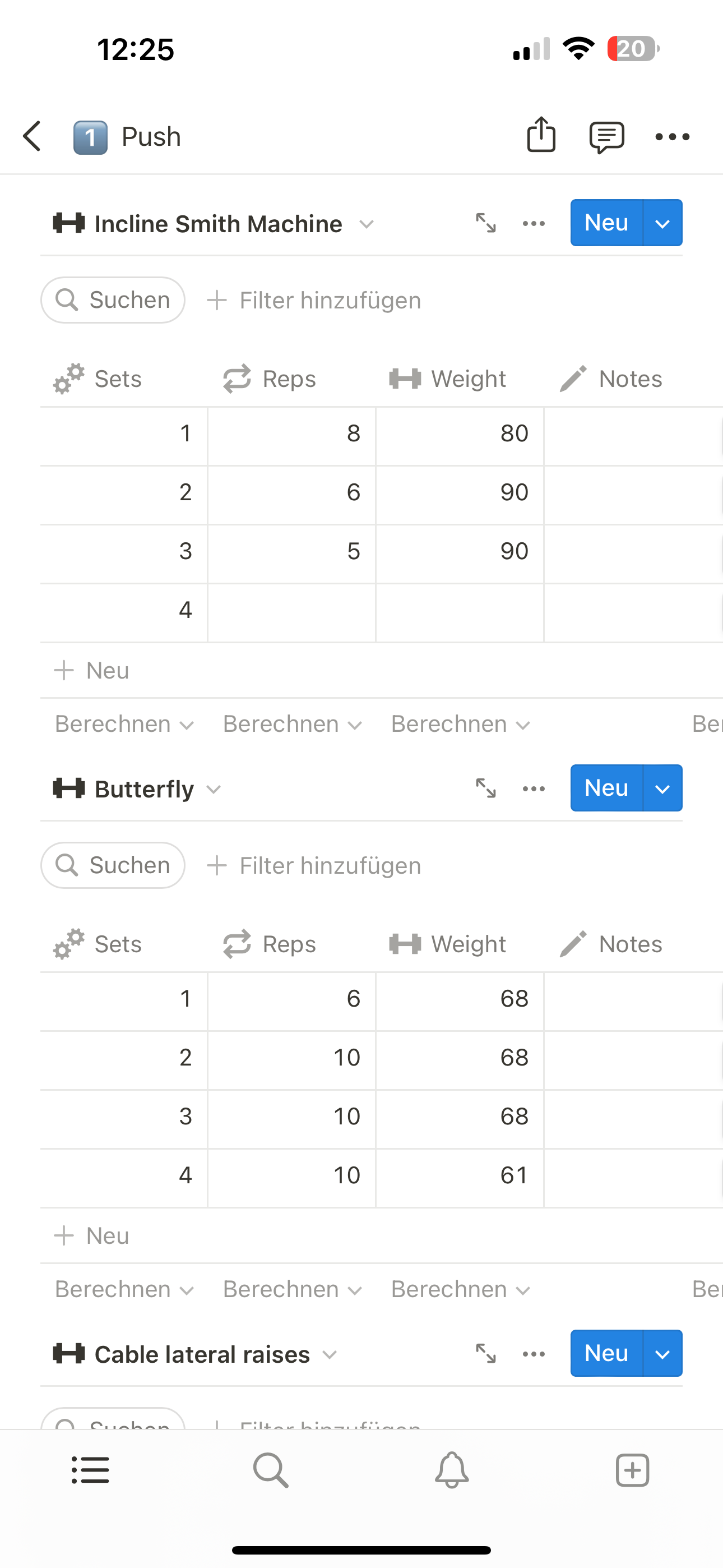 Fitnesstracker in Notion